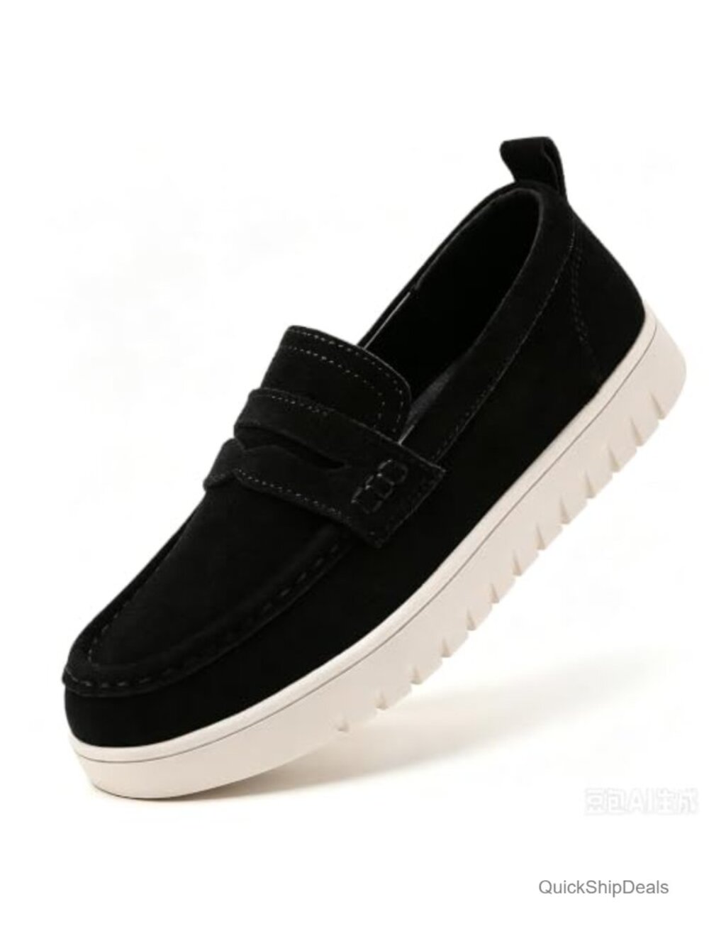 Women's Suede Leather Loafers Slip On Comfortable Flat Shoes Memory Foam